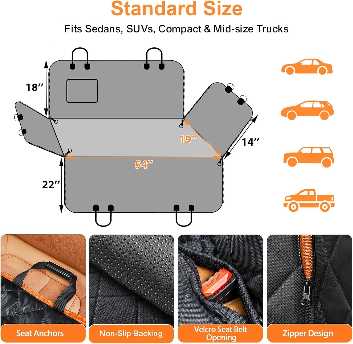 Waterproof Dog Car Seat Hammock with Side Flaps
