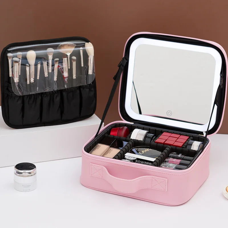 LED Lighted Travel Makeup Case – Rechargeable Organizer
