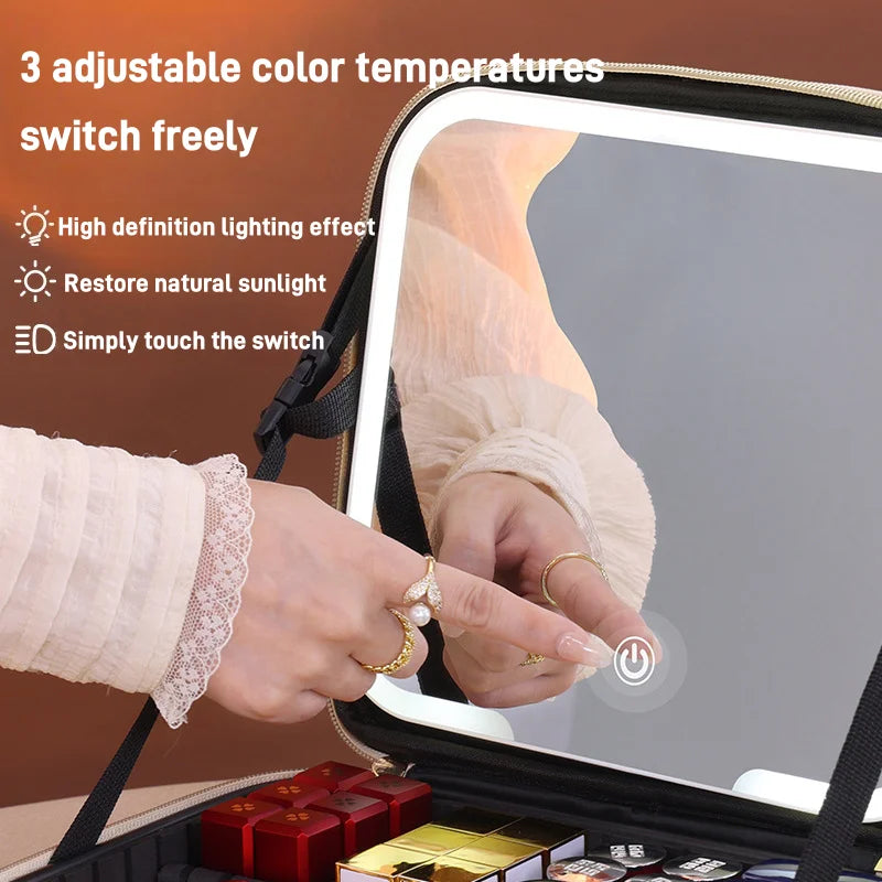 LED Lighted Travel Makeup Case – Rechargeable Organizer