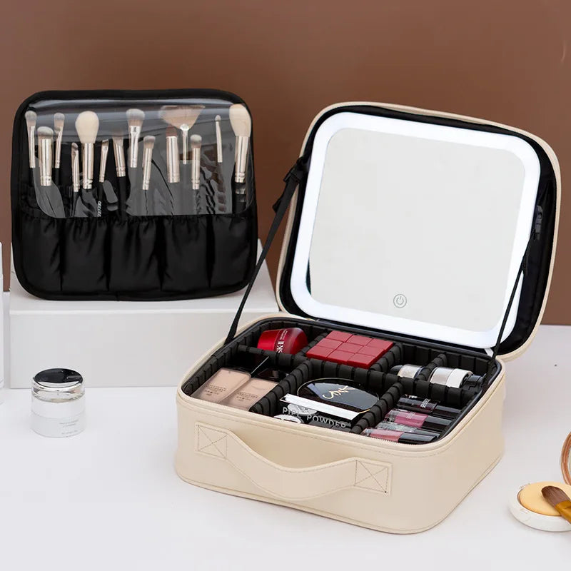 LED Lighted Travel Makeup Case – Rechargeable Organizer