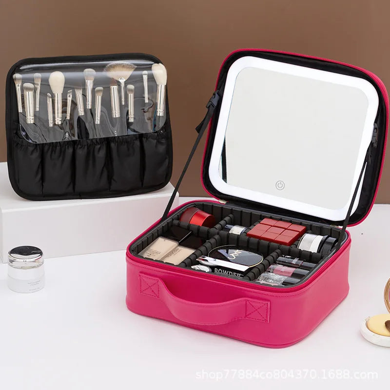 LED Lighted Travel Makeup Case – Rechargeable Organizer