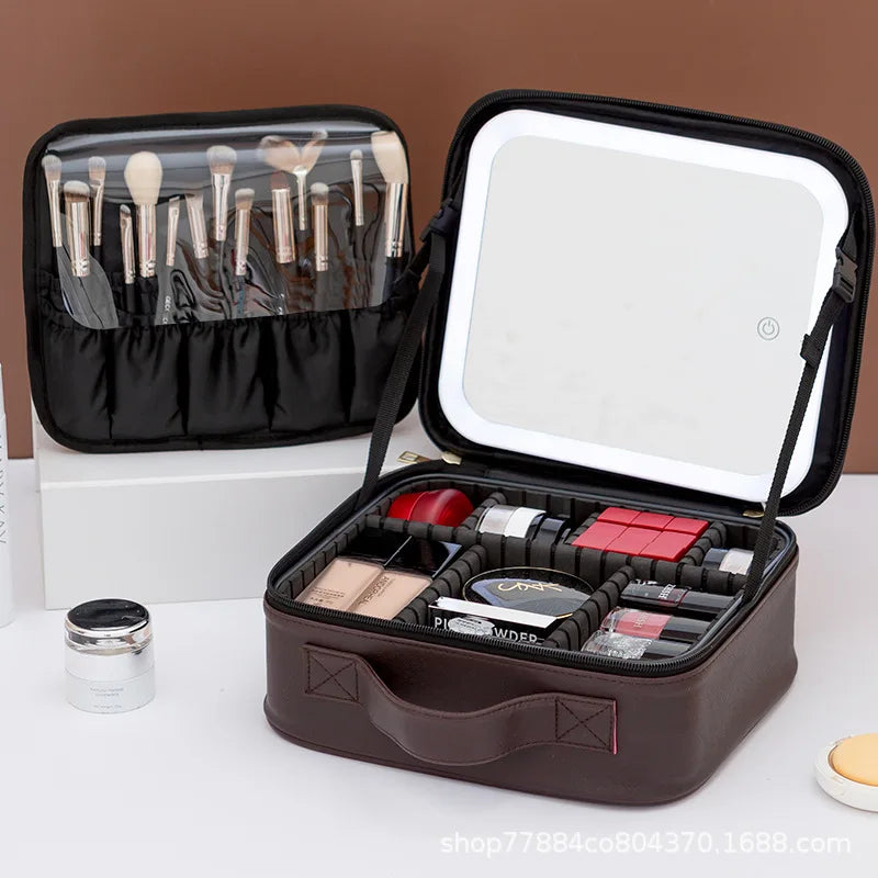 LED Lighted Travel Makeup Case – Rechargeable Organizer