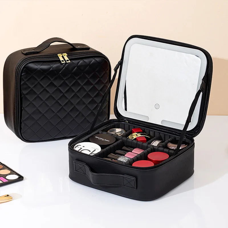 LED Lighted Travel Makeup Case – Rechargeable Organizer