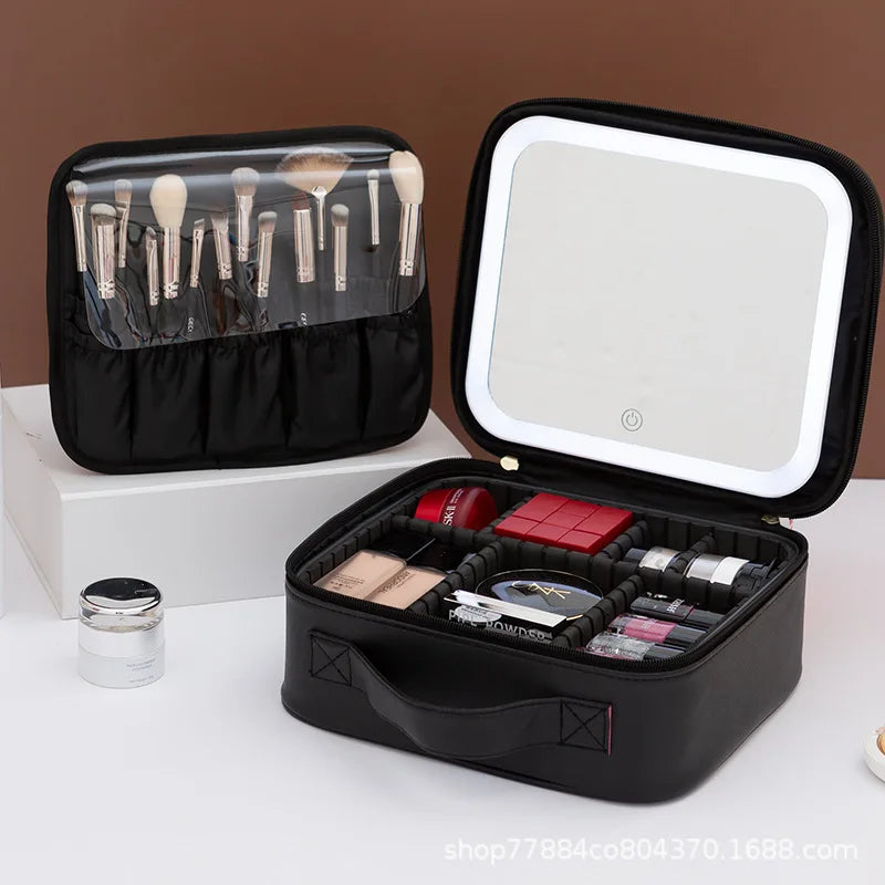 LED Lighted Travel Makeup Case – Rechargeable Organizer