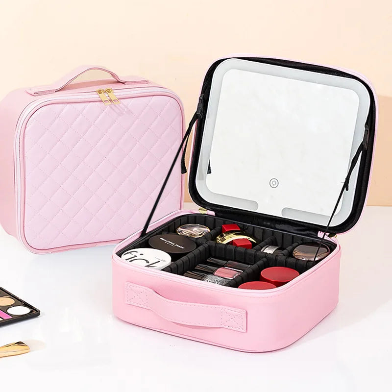 LED Lighted Travel Makeup Case – Rechargeable Organizer