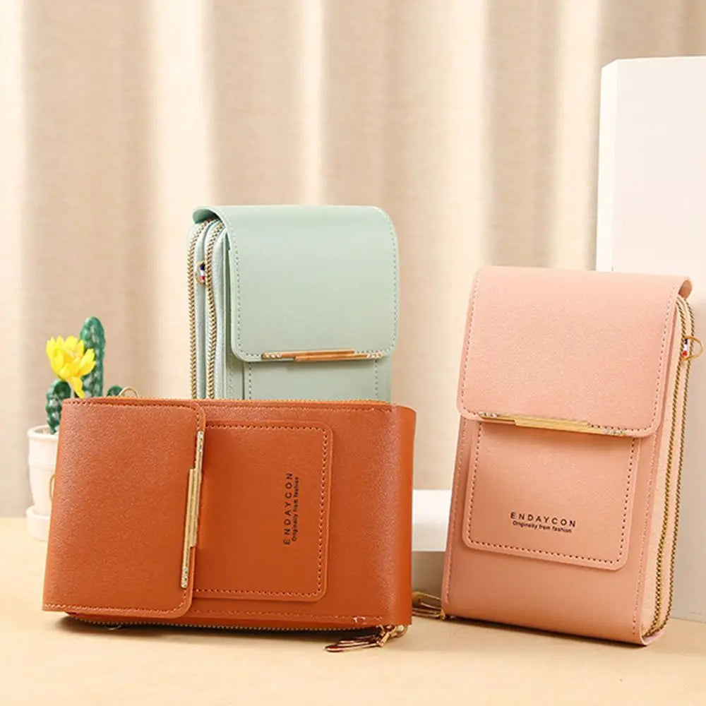 RFID Anti Theft Leather Bag Touch Screen Phone Purse Crossbody Bags Women Travel Smartphone Handbag