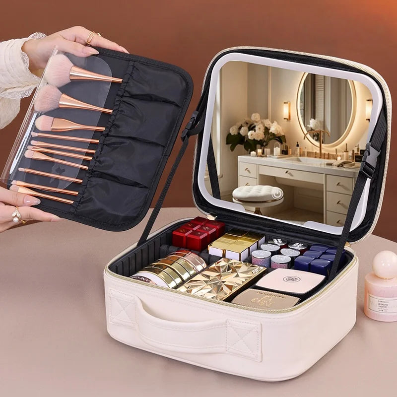 LED Lighted Travel Makeup Case – Rechargeable Organizer