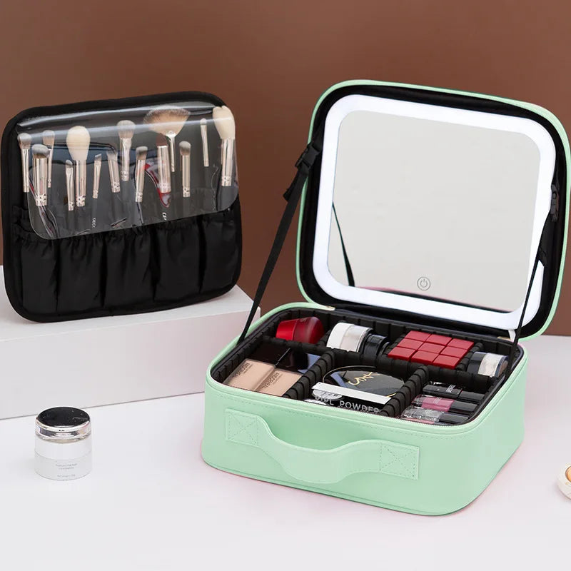 LED Lighted Travel Makeup Case – Rechargeable Organizer
