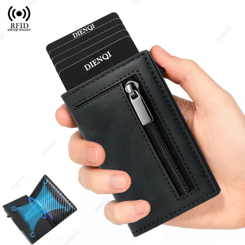 Magnetic Pop‑Up RFID Card Holder – Slim Travel Wallet