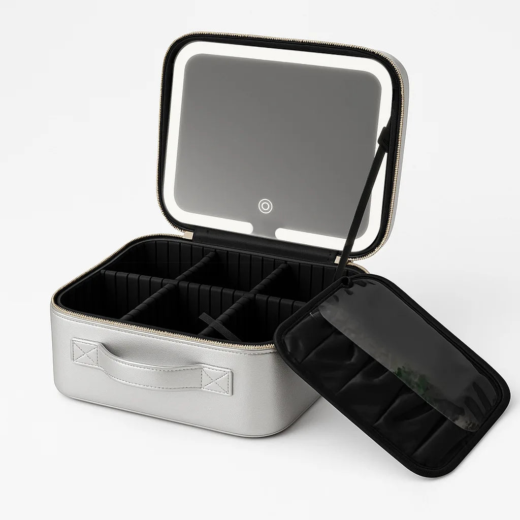 LED Lighted Travel Makeup Case – Rechargeable Organizer