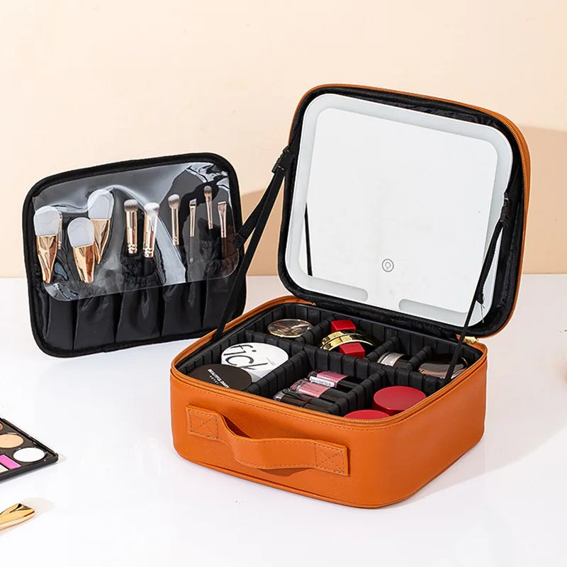 LED Lighted Travel Makeup Case – Rechargeable Organizer