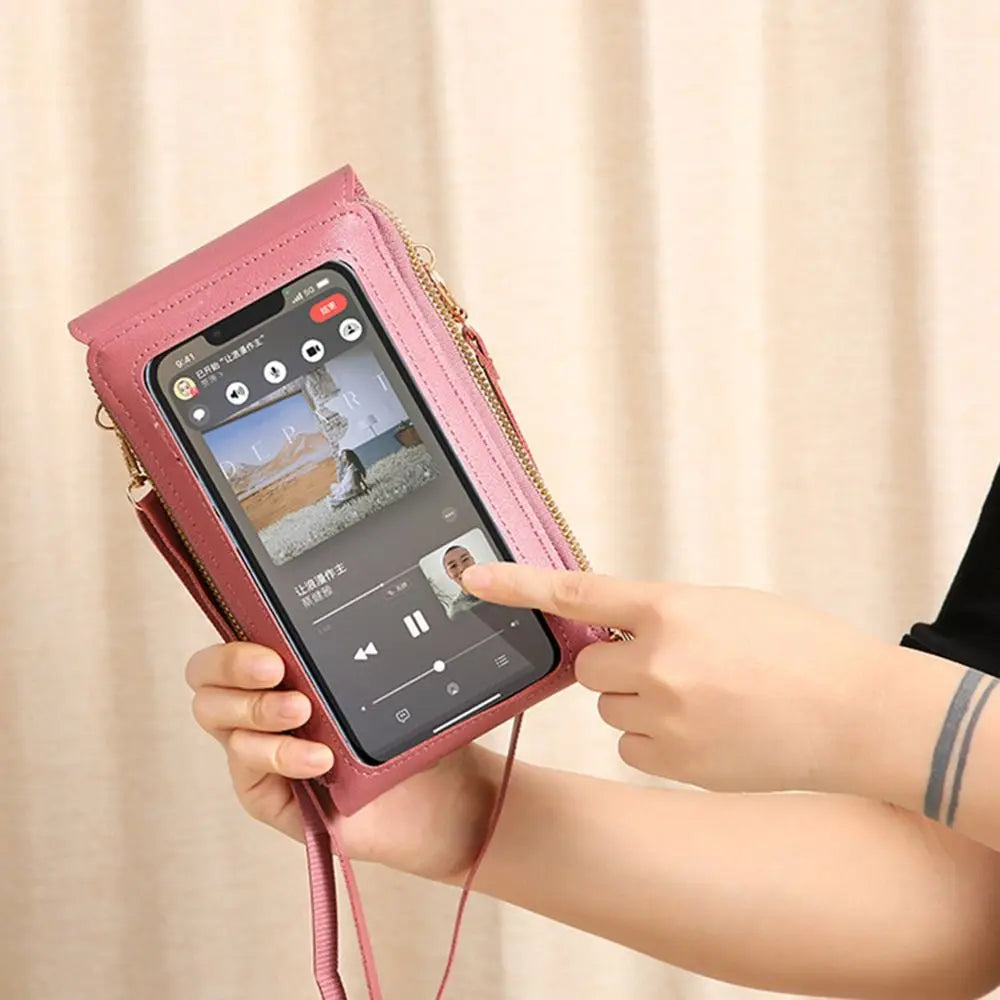 RFID Anti Theft Leather Bag Touch Screen Phone Purse Crossbody Bags Women Travel Smartphone Handbag