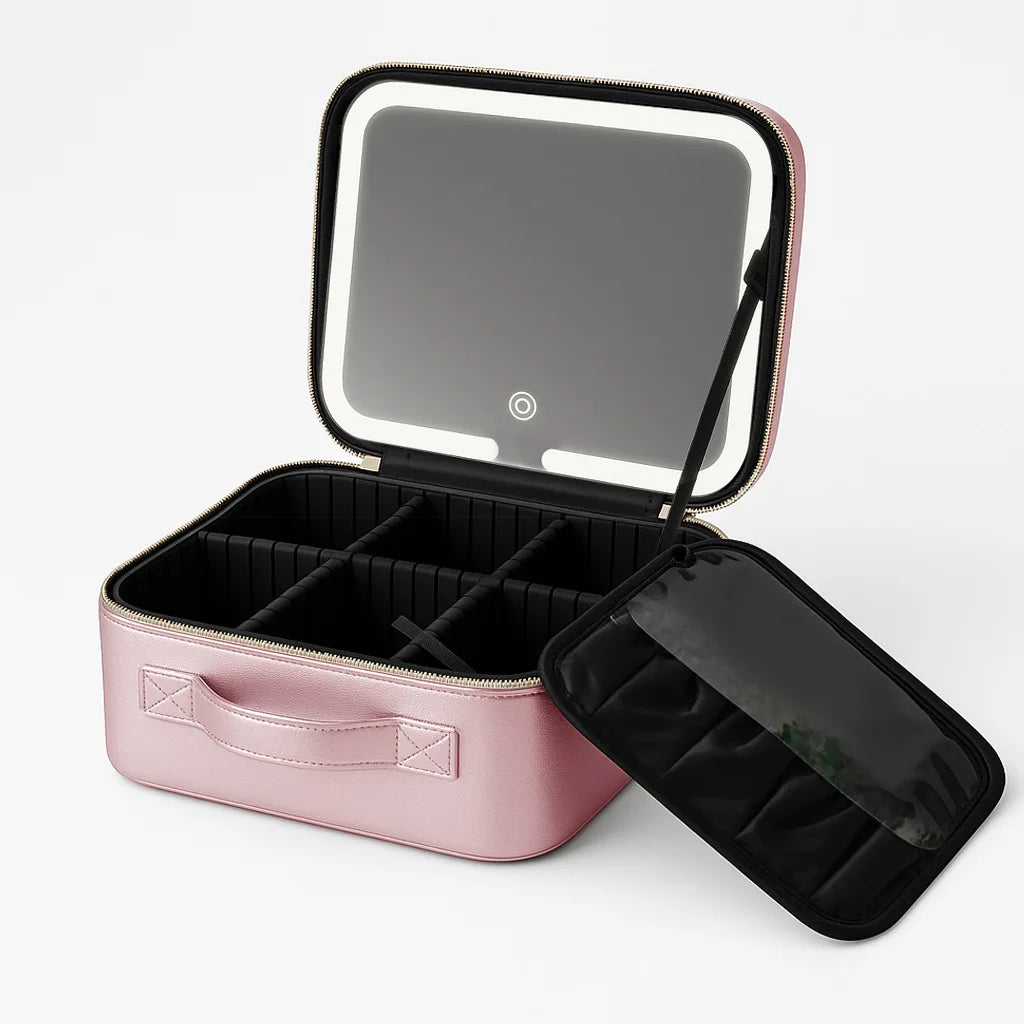 LED Lighted Travel Makeup Case – Rechargeable Organizer